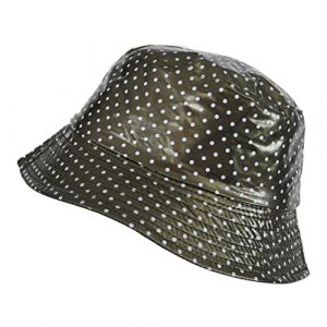 TOUTACOO, Chapeau de Pluie, Bob de Pluie, Vinyle Imperméable Aspect ciré (09a- Kaki à Pois) (TOUTACOO, neuf)