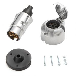 Feuunly Alliage d'aluminium Prise Remorque 7 Broches Male Femelle, 12V Étanche Prise Remorque Connecteur Standard Européenne, pour Caravane Camions Voiture RV Tracteur Bateau Remorque Connecteur (Feuunly, neuf)