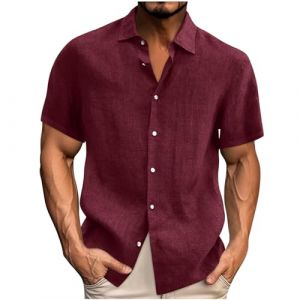 Chemise en Lin Homme Manches Longues Été Coton Chemises Henley Shirt de Couleur Unie Leger Respirant Casual de Plage Chemise en Lin Marron Foncé avec Manches Longues Col Mao Homme Respirant Haut Tops (⭐⭐⭐⭐⭐AEGJEGVD⭐⭐⭐⭐⭐, neuf)