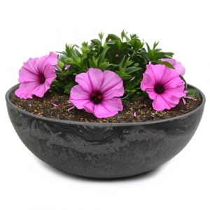 matches21 HOME & HOBBY Pot de fleurs pour extérieur en marbre noir - 20 x 7,5 cm - Résistant aux intempéries (matches21 HOME & HOBBY, neuf)