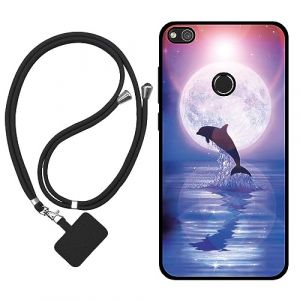 Sunrive Coque Compatible avec Huawei P8 Lite 2017/P9 Lite 2017,TPU &Eacute;tui Housse Protecteur Souple Gel Mat Back Cover Mignon Motifs Antichoc Case(Lune,Dauphins,mer)+1x Universelle Dragonne (sunrive, neuf)