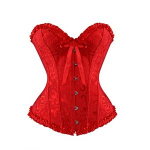 Deguisement Femme Corset Bustier Gothique en Dentelle Jacquard Brod&eacute; Corset Top Broderie Sexy Lingerie Costume d'Halloween pour Femme Mariage Bustier Push-Up Classique Ventre Plat Grande Taille (HUAOPYU, neuf)