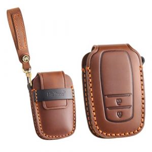 ontto &Eacute;tui de protection en cuir pour cl&eacute; de voiture - Porte-cl&eacute;s - Convient pour Toyota Corolla Cross GR Yaris Hybrid Hilux Prius CHR RAV4 Suzuki Swace - 2 boutons - Marron (Ontto, neuf)