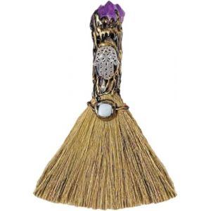 Balai magique en am&eacute;thyste naturelle, balai de sorci&egrave;re fait main avec cristal de gu&eacute;rison, id&eacute;al pour les f&ecirc;tes d'Halloween, la m&eacute;ditation et la d&eacute;coration int&eacute;rieure (guangzhoulinqiyandianzishangwuyouxiangongsi, neuf)