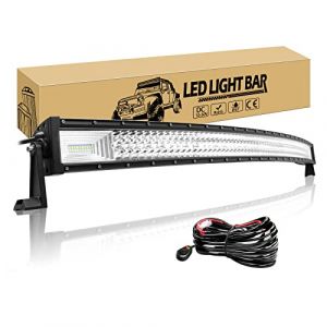 Willpower Barre LED Incurvé 50'' 648W Avec Câblage Rampe LED 12V 24V Bar a LED Étanche IP67 Projecteur LED Longue Portée Feux Phare de Travail LED pour 4x4 Voiture Camion Tracteur Quad Bateau (YZ-EU, neuf)