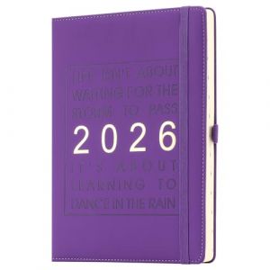 Agenda 2026, format A4, un jour par page, planificateur quotidien pour la productivit&eacute; de janvier 2026 &agrave; d&eacute;cembre 2026, agenda hebdomadaire mensuel avec porte-stylo (violet 2026, A4) (Creative Life EU Store, neuf)