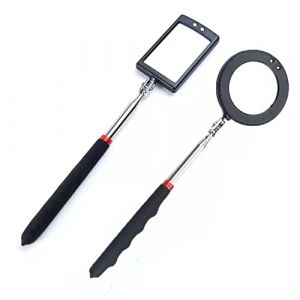 2pcs miroir d'inspection t&eacute;lescopique Miroir d'inspection t&eacute;lescopique avec &eacute;clairage LED &agrave; piles T&eacute;lescopique jusqu'&agrave; 88 cm (lelukee, neuf)