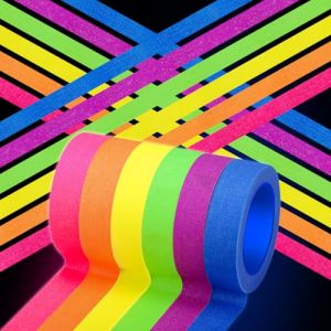 6 Rouleaux Ruban Adh&eacute;sif Fluorescent UV, 5m x 15mm Fluorescent Tape, Scotch Fluorescent, Scotch Phosphorescent pour D&eacute;corations de Vacances, L'artisanat (6 Couleurs, 5m par Couleur) (yuyanlanting, neuf)