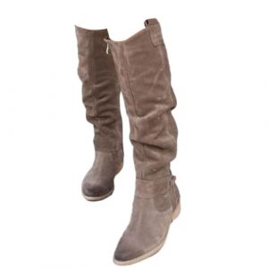 shownicer Botte Hautes Femme Daim Bottes Elegant Bout Rond Bottines Automne et Hiver Talon Bas Boots Confortable Chaussures A Gris 37 (Bang Okay Design, neuf)