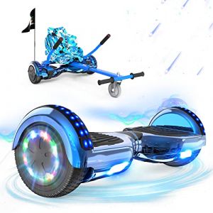 RCB Hoverkart Gyropode Hoverboard Kart pour Enfant et Adulte, Overboard et Kart avec Bluetooth-Musique/LED-Roue Clignotante, Hoverboards Cadeau pour Enfants (RCB EU STORE, neuf)