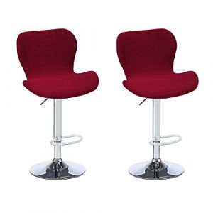 Levoberg 2PCS Housse de Tabouret de Bar Incurv&eacute; Extensible Housse de Chaise de Bar avec Dossier Elastique Couverture Tabouret Haute de Cuisine Rouge de vin (Levoberg-EU, neuf)