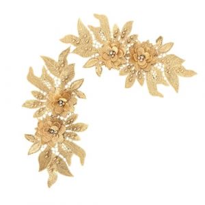 Surakey Patch Tissu 2 Pi&egrave;ces &Eacute;cusson Fleur Dentelle Broderie Applique Patches D&eacute;coratifs Correctifs de Coudre Dentelle Accessoires de v&ecirc;tements &agrave; Fleurs Brod&eacute;es pour Bricolage Coudre D&eacute;corer (Dor&eacute;) (Surakey, neuf)