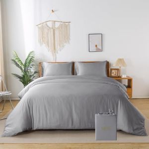 bienDo Housse de Couette 200x220, avec 2 Taies d'oreiller 80x80, Parure de Lit Adult, Bambou-Soie V&eacute;g&eacute;talienne, 2 Personne, Douce, Soyeuse et Rafra&icirc;chissante (bienDo, neuf)