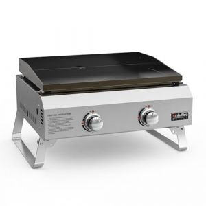 onlyfire 2 Br&ucirc;leurs Barbecue de Table en Acier Inoxydable avec Plaque de Gril en C&eacute;ramique, Zone de Cuisson 45,8x36CM, Portable Barbecue &agrave; Gaz pour Camping Jardin, Plancha Grils &agrave; Gaz Propane (Onlyfire Store, neuf)