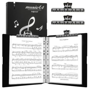 AOBOPLE 120 Pages Classeur de Rangement Pour Partitions de Musique A4,Avec 2 Agrafes Pour Notes de Musique Pupitre de,Musique,Porte Partition Chorale,Pour Partitions d'instrumentaliste et Musicien (JKHUI, neuf)
