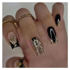 Faux Ongles Lot de 24 faux ongles tendance &agrave; pression, t&ecirc;te carr&eacute;e courte, motif l&eacute;opard vert, couverture compl&egrave;te(Color48) (chenzhiying5188, neuf)