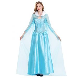 YOSICIL Robe de Princesse Elsa pour Femme Adulte Cosplay Reine de Neige D&eacute;guisement du Royaume de Glace avec Cape en Toile Transparente au Sol, 4XL (YOSICIL., neuf)