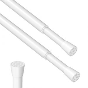 AIZESI Lot de 2 Tringles &agrave; Rideau Sans Per&ccedil;age 50-69 cm, Tension R&eacute;glable Fixation par Pression Barre &agrave; Rideaux Extensible Id&eacute;ales pour Fen&ecirc;tre, Porte et Cuisine &ndash; Blanc (AIZESI FR, neuf)