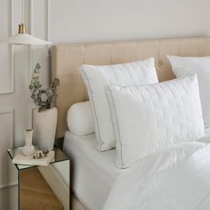 DROUAULT - Oreiller Normann Moelleux 45x65 cm - Ultra-Doux - 100% Fibre Polyester - Percale 100% Coton Matelass&eacute;e - Confort Enveloppant et Sensation Duvet - Lavable &agrave; 40&deg;C (Belles Nuits, neuf)