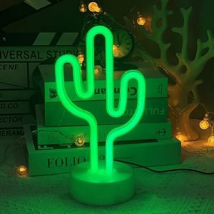 XRR Lampe LED néon, Cactus Enseigne Lumineuse au Néon Veilleuse Nuit Signes USB/néon à piles Décoration Murale pour chambre d'enfant, salon, bar, fête, Noël, mariage (XYKJ_EU1, neuf)