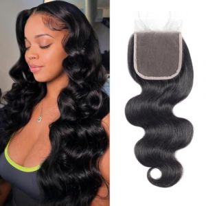 Closure Bresilienne Lisse 4x4 Body Wave Bresilienne Cheveux Humain Closure Femme Top Swiss Lace Free Part With Natural Hairline Baby Hair 130% Density 12 Pouces (Arenshxc, neuf)