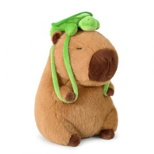 Shownicer Peluche Capybara - Capybara en peluche avec tortue - Doudou Kawaii Capybara - Coussin en peluche - Jouet - Coussin &agrave; lancer - Cadeau pour enfants filles 3+ ans (Tortue, 25 cm) (LetsGobro!, neuf)
