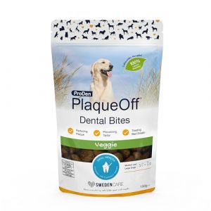 ProDen PlaqueOff 150g snack de soin dentaire pour chiens de plus de 10kg - aide à éliminer le tartre, la mauvaise haleine, les maladies des gencives et favorise l'hygiène bucco-dentaire (Swedencare Ireland, neuf)