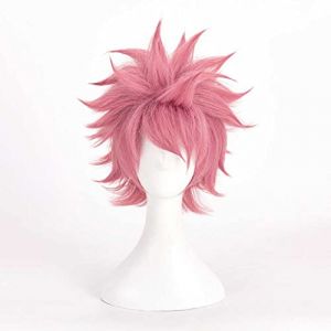 MAOMA Perruque Cosplay Anime，Fairy Tail Etherious Natsu Dragneel Perruque，Short Pink Perruque，avec Filet de Cheveux Gratuit，pour Fête Carnaval Halloween Perruques (GuangZhouYangHuiShangMaoYouXianGongSis, neuf)