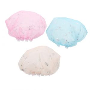 SHERCHPRY 3 Pi&egrave;ces Bonnet de en maille &agrave; marquage &agrave; chaud capsules de shampoing casquette de &agrave; cheveux bonnets de bain bonnet de masque capillaire capuchon fibre superfine (Dnna Huang, neuf)