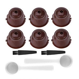 Lot de 6 capsules de café réutilisables rechargeables pour machine Nescafé Dolce Gusto, compatibles avec tous les modèles Dolce Gusto/Circolo Genio/Melody (Marron) (cornbaby, neuf)