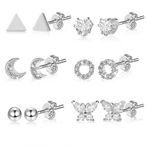 ALEXCRAFT Boucles d'oreilles Femme Argent 925 Clou Boucle d'oreille Argent Boucle Doreille Femme Lune C&oelig;ur &Eacute;toile Cercle Bijoux Chirurgical Cartilage (Spunkcharms, neuf)