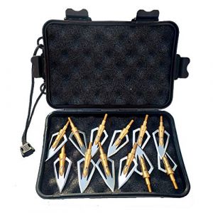 SHARROW 12pcs Pointe de Flèche 2 Lames 100Grains Têtes de Flèche à Lame avec Broadheads Box pour Flèches d'arbalète et de Carbone (Jaune) (AME Archery Shop, neuf)