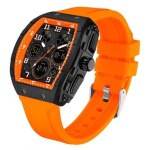 Montre Militaire Homme Sport Design Unique Cadran Rectangulaire, Affichage Numérique Analogique, Double Fuseau, Chronomètre Étanche 5ATM, Style Punk (Lemai EU, neuf)