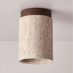LLXDFUU Plafonnier en pierre moderne en travertin jaune pour chambre à coucher, couloir, plafonnier encastré, minimalisme E27, couloir nordique, escalier, luminaire d'intérieur, décoration pour salon, (Aurora  Craft, neuf)