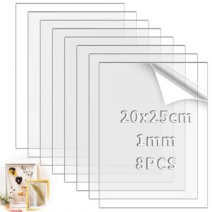 TXXATX 8 Pièces Plexiglass Plaque Transparent 25x20 cm Plexiglass 1mm Plaque Plexiglas Transparent Plaque Acrylique pour Cadre Photo Peinture Exposition de Projet DIY Horaires (JiaFangTrading, neuf)