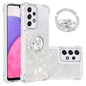QIWEIQING pour Samsung Galaxy A33 5G &Eacute;tui Coque, Coque Paillette Liquide Housse Glitter Transparente Protection Flexible Etui avec Anneau Bague Ring Support pour Galaxy A33 5G.Colorful YBH (QIWEIQING, neuf)