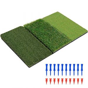 SAPLIZE 76 x 38 cm Tapis de Golf Pliable 3 en 1, Tight Lie, Rough et Fairway pour Driving, Chipping et Putting Training, Tapis d'Entraînement de Golf Tri-Turf Portable (Saplize EU, neuf)