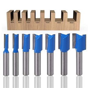 ASNOMY 7Pcs Fraise droite à queue de 8 mm, 6mm 8mm 10mm 12mm 14mm 18mm 20mm de diametre Fraise à Bois Routeur à Coupe Droite Flush Trim Pattern Router Pour le Travail du Bois (WE-TOP, neuf)