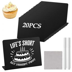 20 pièces Mini Tableaux Noirs, 100 x 75 mm Mini Ardoise,Mini Panneau d'affichage avec 2 stylos et un chiffon, adapté aux buffets, Mariages, Fêtes, étiquettes de prix de Boulangerie (XUHE B-COMERCE S.R.L., neuf)