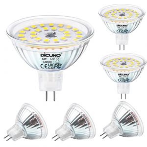 DiCUNO Ampoule LED GU5.3 MR16, 6W &eacute;quivalent &agrave; 50W halog&egrave;ne, Blanc froid 6000K, 610lm, 12V Spot LED GU5.3, Non-dimmable, Angle de faisceau 120&deg;, Ampoule r&eacute;flecteur pour &eacute;clairage encastr&eacute;, 6 Pi&egrave;ces (DiCUNO EU Direct, neuf)