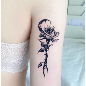 Tatouage Ephemere Tatouages Temporaires Morceau De Rose De Lune &Agrave; Base De Plantes Imperm&eacute;able Longue Dur&eacute;e Bras F&eacute;minin Herbe Petite Image Grande Image Autocollant Faux Tatouage (ZhouKouShiXinRuiJianSheGongChengYouXianGongSi, neuf)