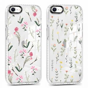 Xylota 2 x Coque pour iPhone 16e/SE 4/SE 2025 6,1",Transparente &Eacute;tui avec Aesthetic Motif Fleur, Mince TPU Souple Silicone Housse Clair Antichoc Protection Filles Femmes Case Cover pour iPhone 16e, 24 (AMCREST HOLDINGS, neuf)