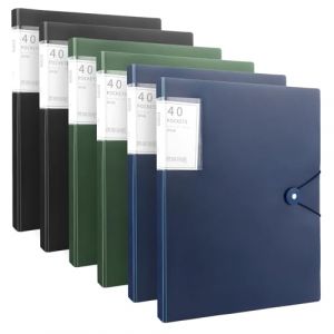 LOPYXBR Lot de 6 porte-vues A4 avec pochettes transparentes - 40 pochettes avec pochettes transparentes - Porte-documents A4 pour pr&eacute;sentations, &eacute;cole, bureau (3 couleurs) (LXXXP, neuf)