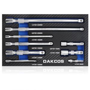 DAKCOS 9 pi&egrave;ces de Rallonge Cliquet 1/4" 3/8" 1/2", Rallonge 1/4'', Rallonge 3/8",Rallonge 1/2'' pour Cliquet, CR-V (DAKCOS-EU, neuf)