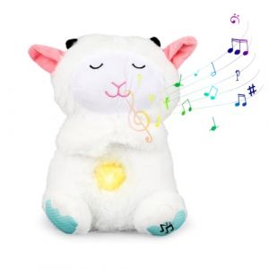 Loutre Qui Respire Doudou Mouton, Loutre Veilleuse Bébé avec Mouvements Respiratoires & Musique & Lumière, Peluche Loutre Calin Cadeau Naissance Fille et GarçOn Nouveau Né, Blanc (Fouvin, neuf)