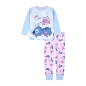 Disney Lilo & Stitch Pyjama Stitch pour filles | Cadeaux Stitch pour filles | Ensemble de pyjama Stitch & Angel en coton | V&ecirc;tements de nuit pour filles Produit officiel Stitch, bleu, 10-11 Years (World of Hosiery, neuf)