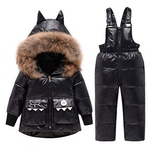 amropi Combinaison de Ski Bébé Filles Veste de Duvet à Capuche et Pantalons de Neige 2 Pièces Hiver Ensemble de Ski Noir,2-3 Ans (YunBao Footwear Trade, neuf)