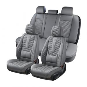 Coverado Housses de siège d'auto Ensemble Complet, Housses de siège en Cuir avec Soutien Lombaire, 5 pièces Protection de siège d'auto Avant et arrière pour Plupart des camions SUV de Voiture B-8859 (Coverado, neuf)