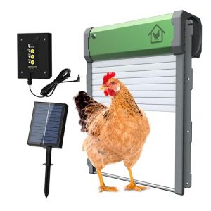 YEKUYEKU Porte de poulailler automatique, porte de poulailler solaire, ouvre-porte de poulailler avec minuterie, porte de poulailler avec minuterie, porte de poulailler (YEKUYEKU, neuf)