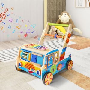 Chariot De Marche Bebe En Bois, Trotteur Bebe Fille, Chariot De Marche, Trotteur Bois, Centre D'activit&eacute; Jeux Montessori 1 An, Cadeau Jouet D'apprentissage Multiples Pour Gar&ccedil;ons Et Filles (SILVER LION Limited, neuf)